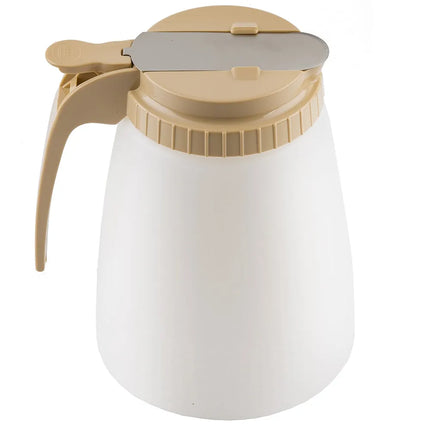 Bình Đựng Syrup Chống Nhỏ Giọt Đa Năng Tablecraft 748A Hình Trụ 1.4 l - Polyethylene Trắng, Nắp ABS Almond