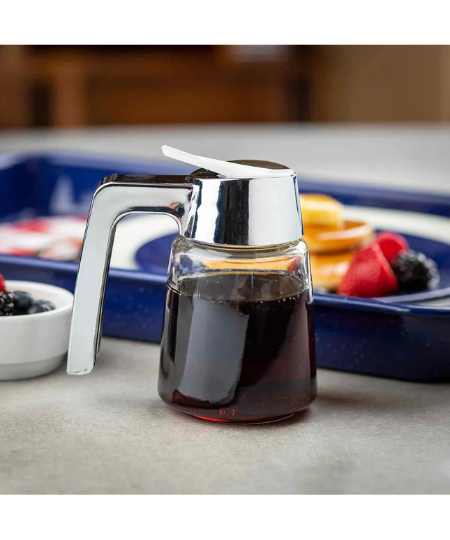 Bình Đựng Syrup Chống Nhỏ Giọt Tablecraft 1270 Hình Trụ 237 ml - Thủy Tinh, Nắp ABS Mạ Chrome