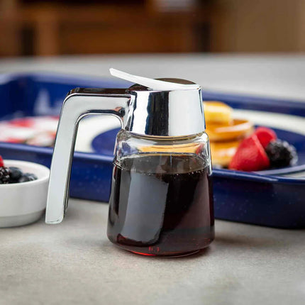 Bình Đựng Syrup Chống Nhỏ Giọt Tablecraft 1270 Hình Trụ 237 ml - Thủy Tinh, Nắp ABS Mạ Chrome