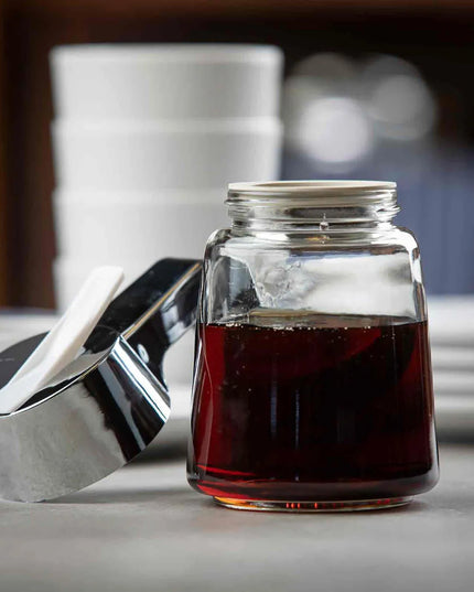 Bình Đựng Syrup Chống Nhỏ Giọt Tablecraft 1270 Hình Trụ 237 ml - Thủy Tinh, Nắp ABS Mạ Chrome