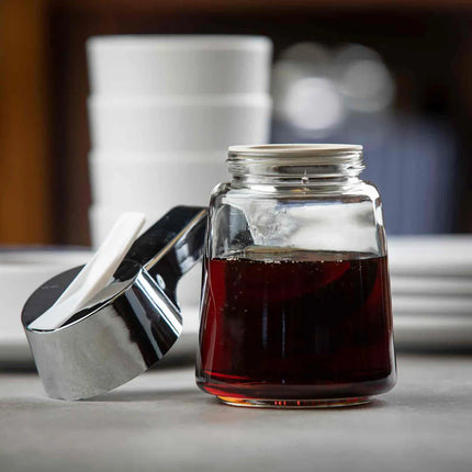 Bình Đựng Syrup Chống Nhỏ Giọt Tablecraft 1270 Hình Trụ 237 ml - Thủy Tinh, Nắp ABS Mạ Chrome