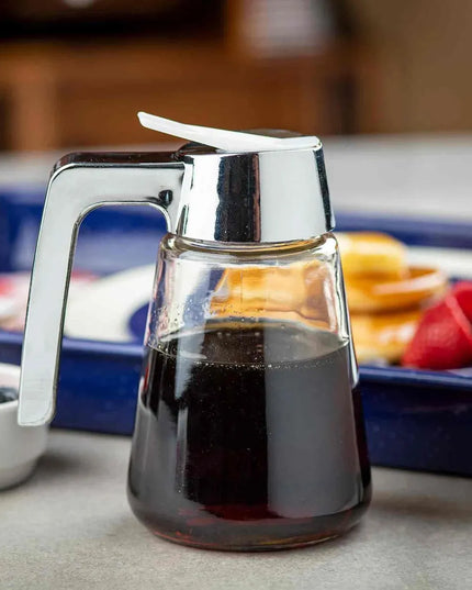 Bình Đựng Syrup Chống Nhỏ Giọt Tablecraft 1271 Hình Trụ 355 ml - Thủy Tinh, Nắp ABS Mạ Chrome