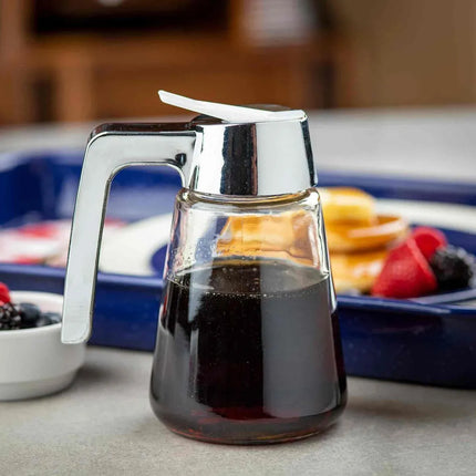 Bình Đựng Syrup Chống Nhỏ Giọt Tablecraft 1271 Hình Trụ 355 ml - Thủy Tinh, Nắp ABS Mạ Chrome