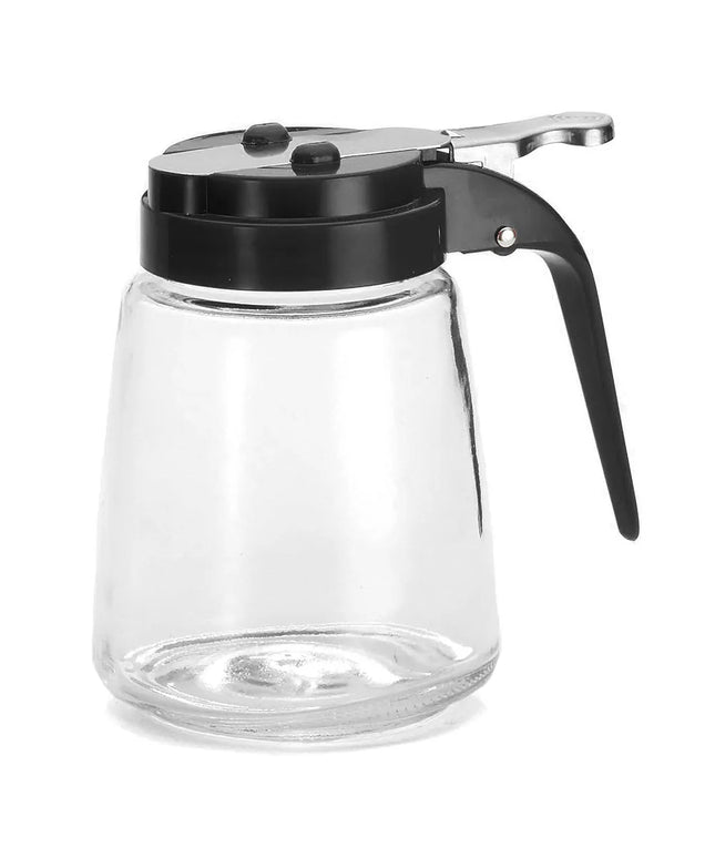 Bình Đựng Syrup Chống Nhỏ Giọt Tablecraft 1371BK Hình Trụ 355 ml - Thủy Tinh, Nắp ABS Đen