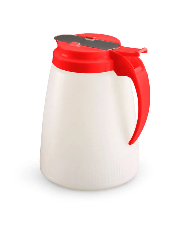 Bình Đựng Syrup Chống Nhỏ Giọt Vollrath 4748-02 Dripcut® Hình Trụ 1.4 l - Polyethylene Trắng, Nắp Nhựa Đỏ