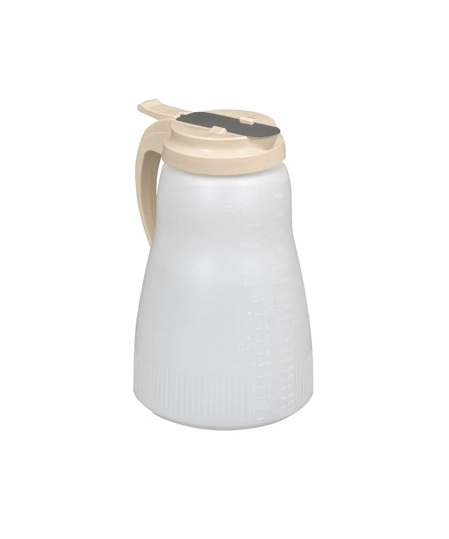 Bình Đựng Syrup Chống Nhỏ Giọt Vollrath 4864-18 Dripcut® Hình Trụ 1.9 l - Polyethylene Trắng, Nắp Nhựa Almond