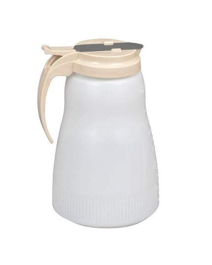 Bình Đựng Syrup Chống Nhỏ Giọt Vollrath 4864-18 Dripcut® Hình Trụ 1.9 l - Polyethylene Trắng, Nắp Nhựa Almond