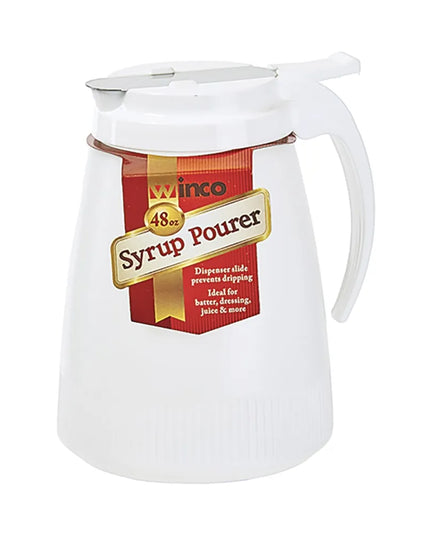 Bình Đựng Syrup Chống Nhỏ Giọt Winco PSUD-32 Hình Trụ 946 ml - Nhựa Trắng, Nắp Nhựa Trắng