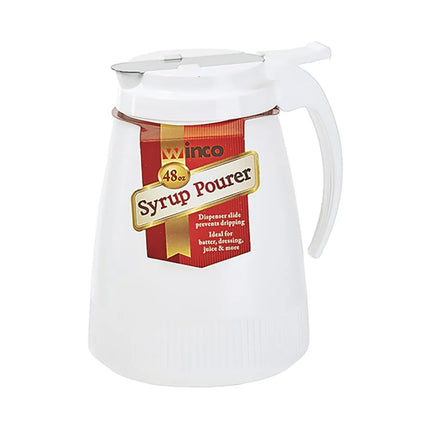 Bình Đựng Syrup Chống Nhỏ Giọt Winco PSUD-32 Hình Trụ 946 ml - Nhựa Trắng, Nắp Nhựa Trắng