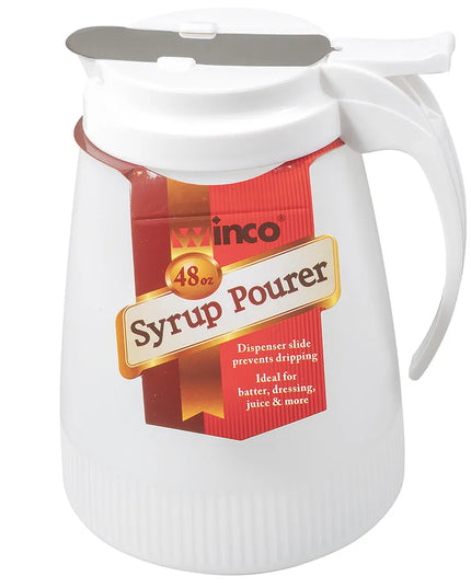 Bình Đựng Syrup Chống Nhỏ Giọt Winco PSUD-48 Hình Trụ 1.4 l - Nhựa Trắng, Nắp Nhựa Trắng