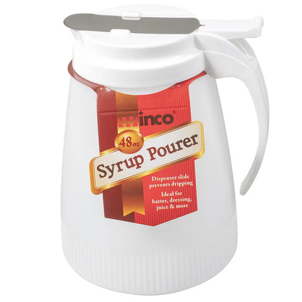 Bình Đựng Syrup Chống Nhỏ Giọt Winco PSUD-48 Hình Trụ 1.4 l - Nhựa Trắng, Nắp Nhựa Trắng