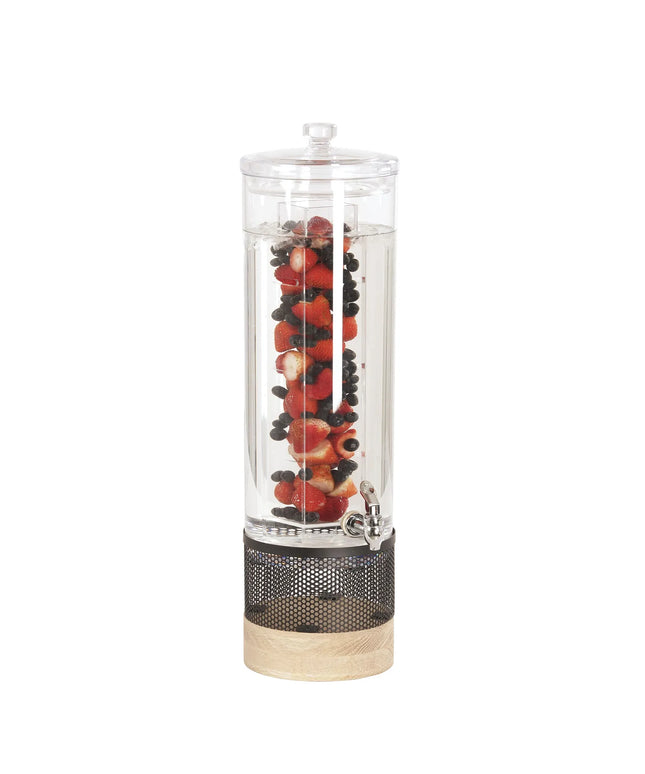 Bình Đựng Thức Uống Cal-Mil 22911-3INF-115 11.4 lít Ngăn Trái Cây - Bình Polycarbonate, Đế Gỗ Sồi Trắng/Kim Loại Đen