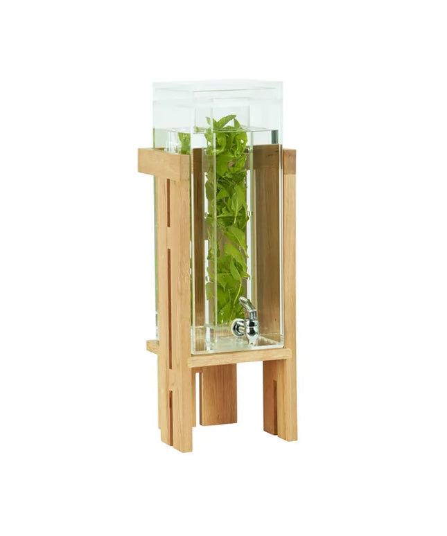 Bình Đựng Thức Uống Cal-Mil 23141-3INF-21 11.4 lít Ngăn Trái Cây - Bình Acrylic, Đế Gỗ Sồi