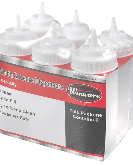Bình Squeeze Miệng Rộng Winco PSW-16 473 ml, Nhựa, Trong Suốt