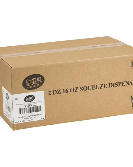 Bình Squeeze Tablecraft 11663C 473 ml, Đầu Côn Tự Nhiên, Polyethylene, Trong Suốt