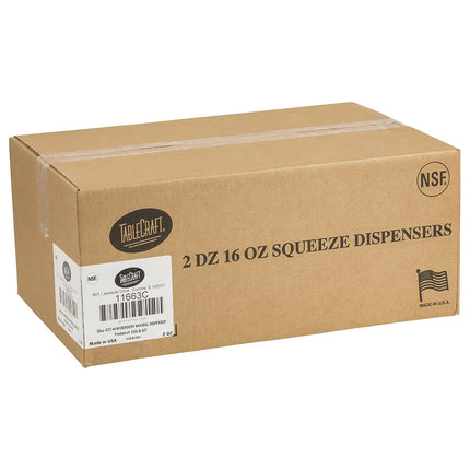 Bình Squeeze Tablecraft 11663C 473 ml, Đầu Côn Tự Nhiên, Polyethylene, Trong Suốt