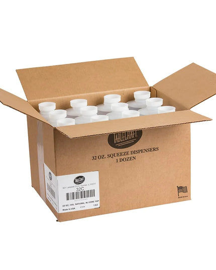 Bình Squeeze Tablecraft 32C Nhựa Polyethylene 946 ml - Nắp Tự Nhiên, Thân Tự Nhiên