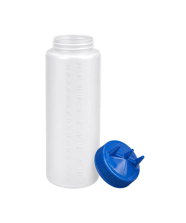 Bình Squeeze Vollrath 3332-1344 Miệng Rộng 946 ml - Nắp Xanh, Thân Trong