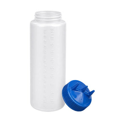 Bình Squeeze Vollrath 3332-1344 Miệng Rộng 946 ml - Nắp Xanh, Thân Trong