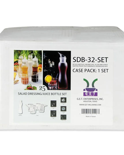 Bộ 25 Chai Đựng Sốt Salad/Nước Ép GET SDB-32-PC-SET - Nhựa Polycarbonate, Trong Suốt