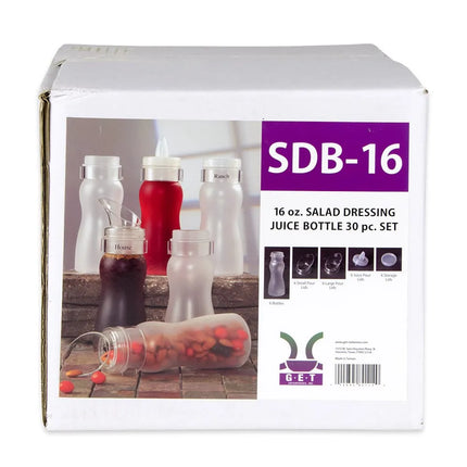 Bộ 30 Chai Đựng Sốt Salad/Nước Ép GET SDB-16-PC-6 - Nhựa Polycarbonate, Mờ, Có Nắp