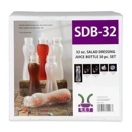 Bộ 30 Chai Đựng Sốt Salad/Nước Ép GET SDB-32-PC-6 - Nhựa Polycarbonate, Mờ, Có Nắp