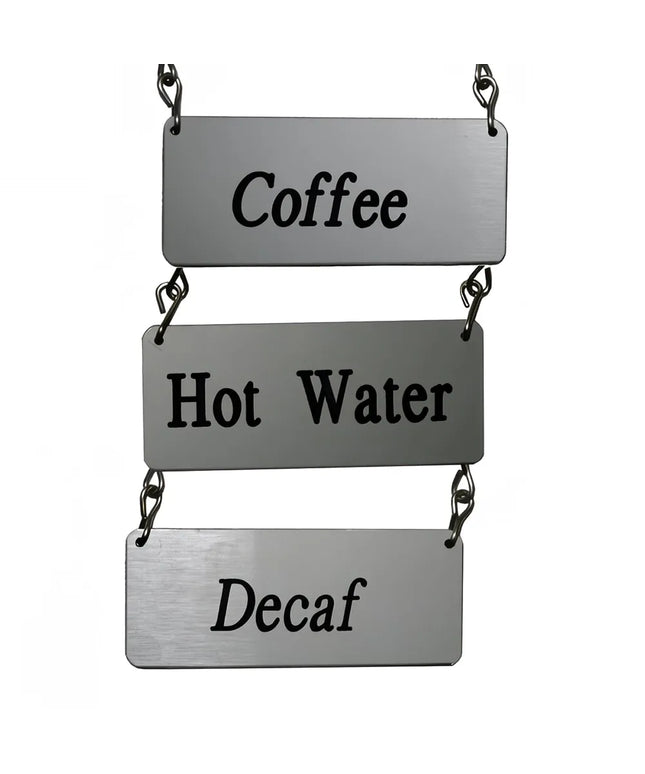 Bộ Bảng Hiệu Treo ID-Chain Đa Dạng Service Ideas Gồm Bảng COFFEE, DECAF & HOT WATER (IDVAR)