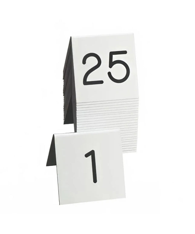 Bộ Bảng Số Để Bàn Cal-Mil 271A-2 Số Khắc Nổi Hai Mặt #1-25, Đen/Trắng