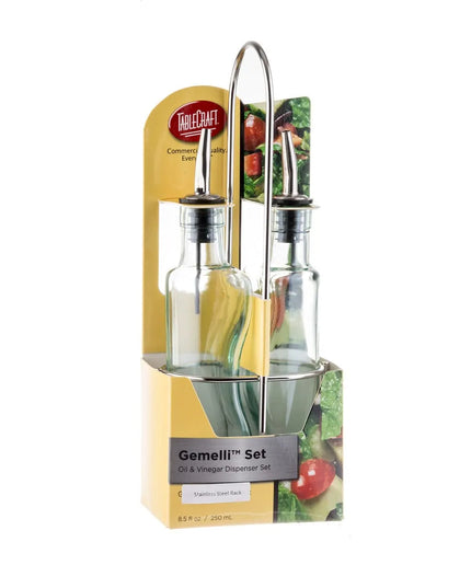 Bộ Bình Đựng Dầu Giấm Gemelli Tablecraft 918RSN 251 ml Inox - Thủy Tinh, Xanh Lá Nhạt