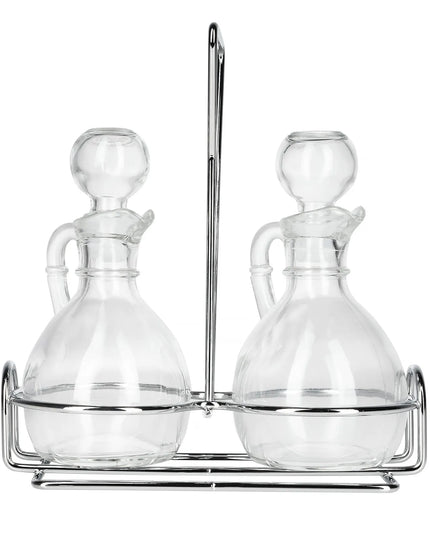 Bộ Bình Đựng Dầu Giấm Libbey 80371 177 ml Kệ Dây & Nút Thủy Tinh - Thủy Tinh, Trong Suốt