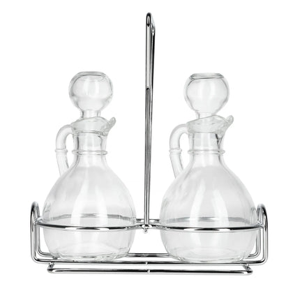 Bộ Bình Đựng Dầu Giấm Libbey 80371 177 ml Kệ Dây & Nút Thủy Tinh - Thủy Tinh, Trong Suốt