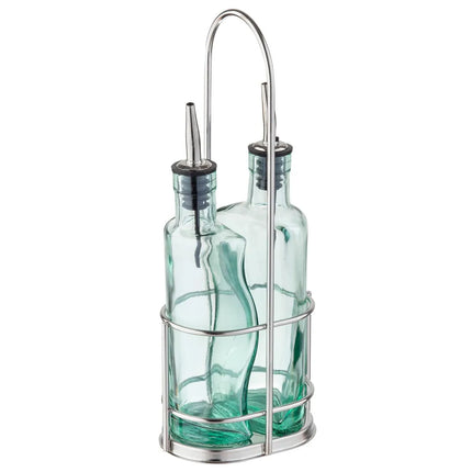 Bộ Bình Đựng Dầu Giấm Tablecraft 918RSN Gemelli 251 ml - Thủy Tinh/Inox, Xanh Lá Nhạt