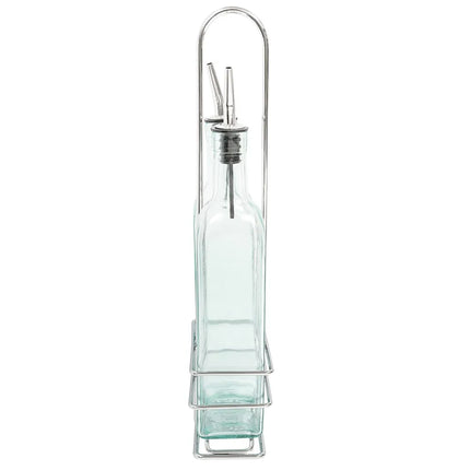 Bộ Bình Đựng Dầu Giấm Tablecraft H916N 473 ml Kệ Chrome Vòi Rót Inox - Thủy Tinh, Xanh Lá Nhạt