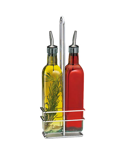 Bộ Bình Đựng Dầu Giấm Tablecraft H916N 473 ml Kệ Chrome & Vòi Rót Inox - Thủy Tinh, Xanh Lá Nhạt