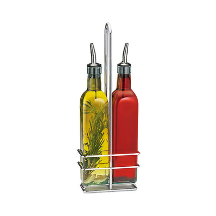 Bộ Bình Đựng Dầu Giấm Tablecraft H916N 473 ml Kệ Chrome & Vòi Rót Inox - Thủy Tinh, Xanh Lá Nhạt