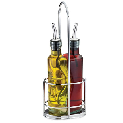 Bộ Bình Đựng Dầu Giấm Tablecraft H918N 251 ml Kệ Chrome - Thủy Tinh, Xanh Lá Nhạt