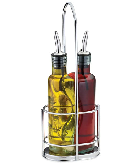 Bộ Bình Đựng Dầu Giấm Tablecraft H918N 251 ml Kệ Chrome - Thủy Tinh, Xanh Lá Nhạt