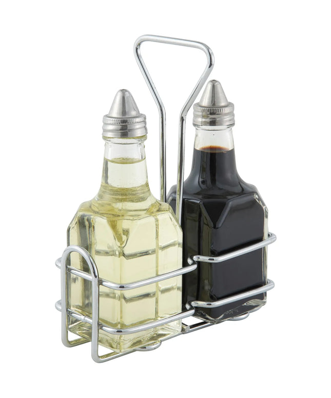 Bộ Bình Đựng Dầu Giấm Winco G-104S 177 ml Kệ Chrome Vòi Rót Inox - Thủy Tinh, Trong Suốt