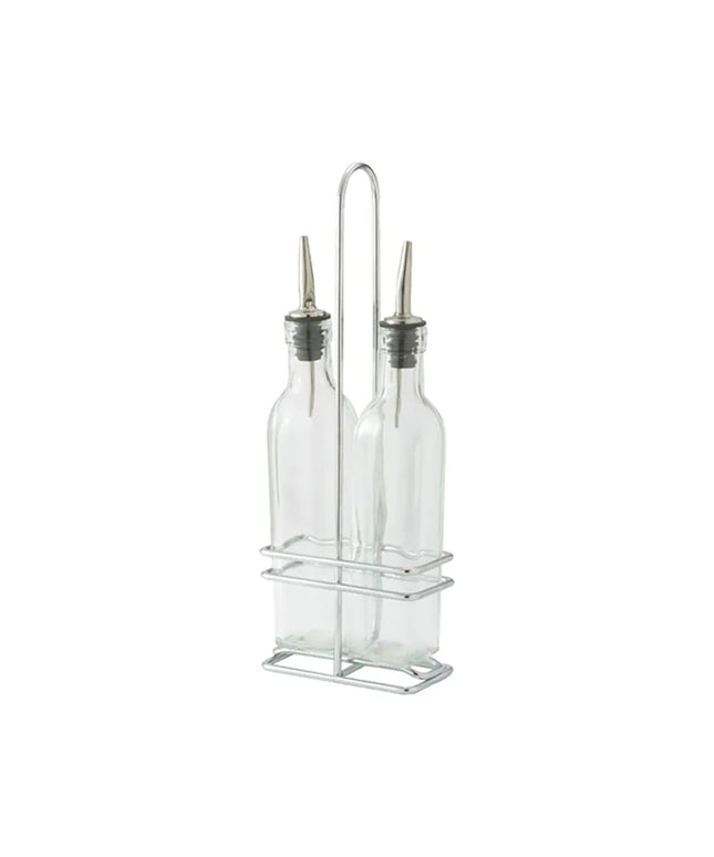 Bộ Bình Đựng Dầu Giấm Winco GOB-8S 237 ml Kệ Chrome Vòi Rót Kim Loại - Thủy Tinh, Trong Suốt