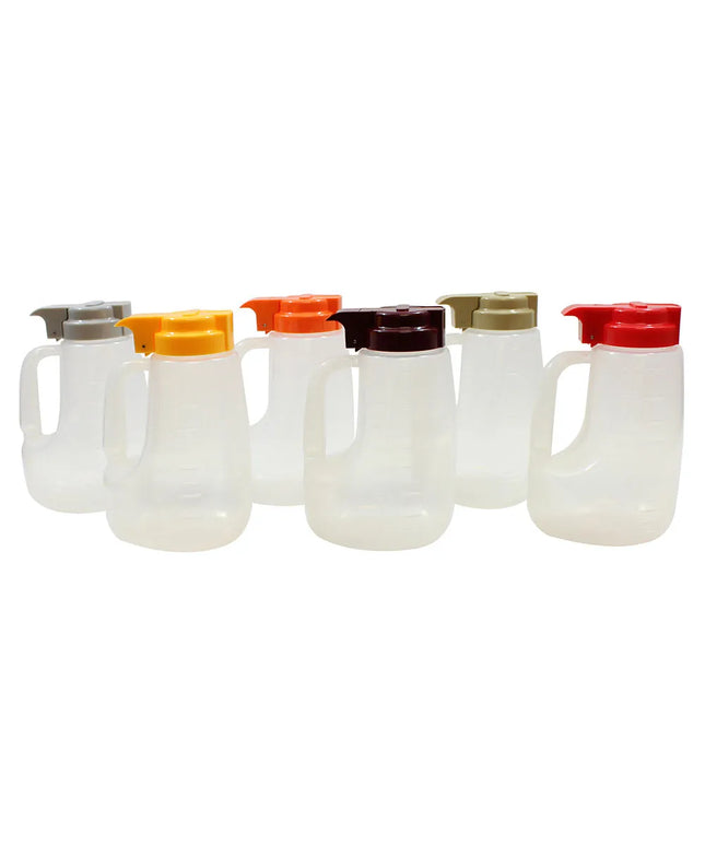 Bộ Bình Đựng Siro Chống Nhỏ Giọt Tablecraft PP48A Option™ Tròn 1.4 l (6 Màu) - Nhựa Polypropylene, Trong Suốt