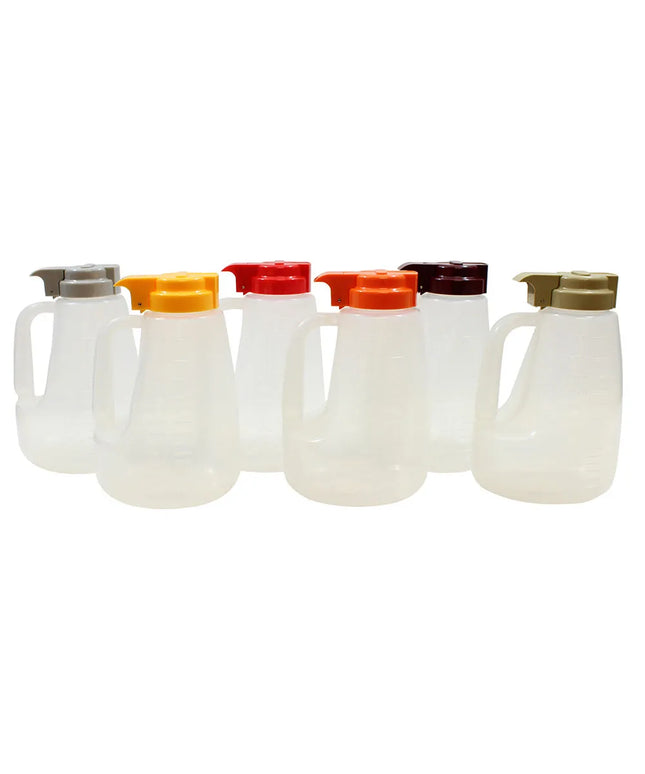 Bộ Bình Đựng Siro Chống Nhỏ Giọt Tablecraft PP64A Option™ Tròn 1.9 l (6 Màu) - Nhựa Polypropylene, Trong Suốt