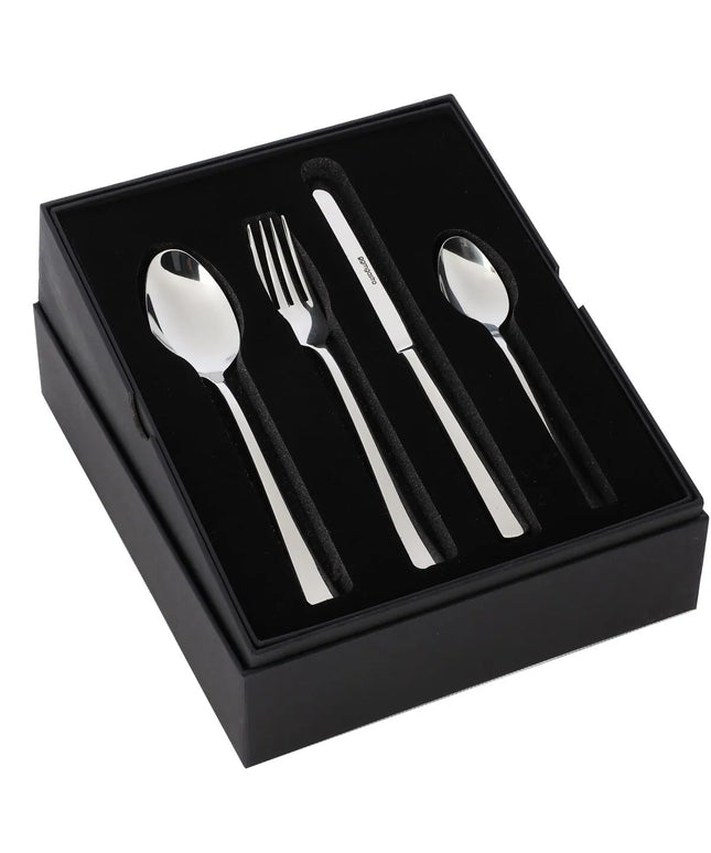 Bộ Dao Dĩa - GGM Gastro Giancarlo - Thép Không Gỉ 18/10 - Dao 224mm; Nĩa 205mm; Thìa 205mm; Thìa Tráng Miệng 164mm - Kèm Hộp Đựng - Bóng Gương - Bộ 24 Món - Cho 6 Người