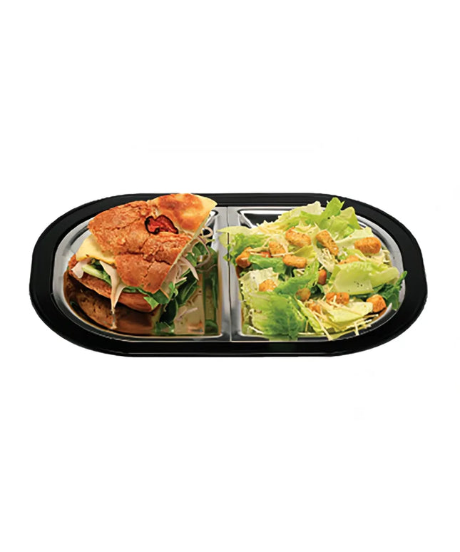 Bộ Đĩa Chữ Nhật Service Ideas LO125BLC Có Ngăn Chia, Cỡ Lớn, Xếp Chồng Được, Màu Đen