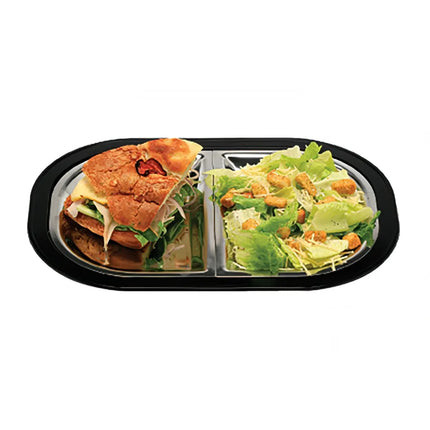 Bộ Đĩa Chữ Nhật Service Ideas LO125BLC Có Ngăn Chia, Cỡ Lớn, Xếp Chồng Được, Màu Đen