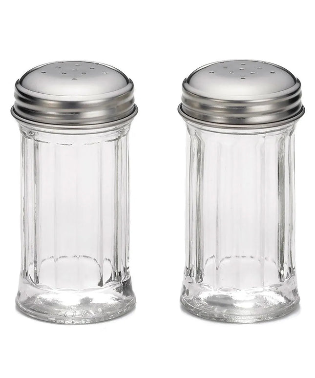Bộ Hũ Muối & Tiêu Tablecraft 657 Thủy Tinh Khía Nắp Thép Không Gỉ 60 ml