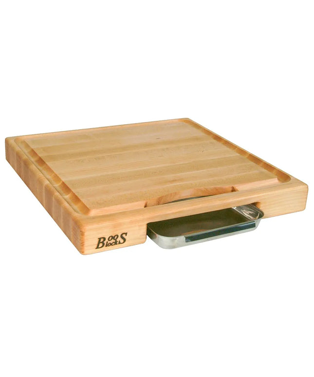 Bộ Quà Tặng John Boos PM18180225-P-RK Thớt 45.7 x 45.7 x 5.7 cm, Chảo & Dao Rocker, Màu Kem