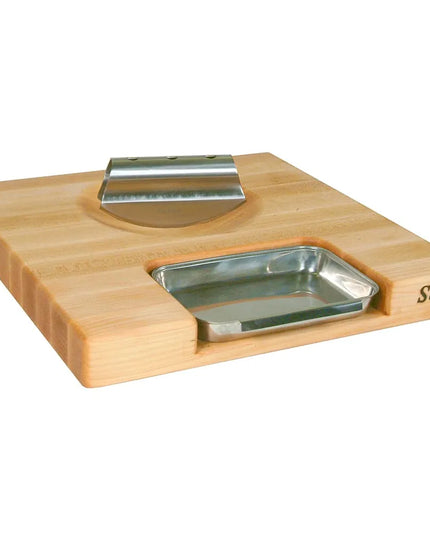 Bộ Quà Tặng John Boos PM18180225-P-RK Thớt 45.7 x 45.7 x 5.7 cm, Chảo & Dao Rocker, Màu Kem