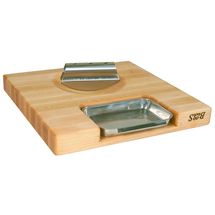 Bộ Quà Tặng John Boos PM18180225-P-RK Thớt 45.7 x 45.7 x 5.7 cm, Chảo & Dao Rocker, Màu Kem