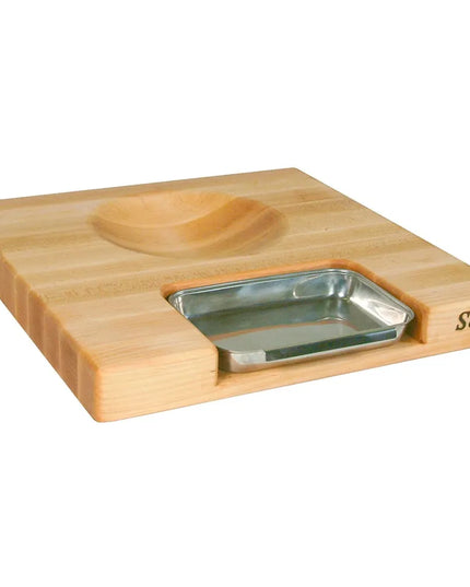 Bộ Quà Tặng John Boos PM18180225-P-RK Thớt 45.7 x 45.7 x 5.7 cm, Chảo & Dao Rocker, Màu Kem