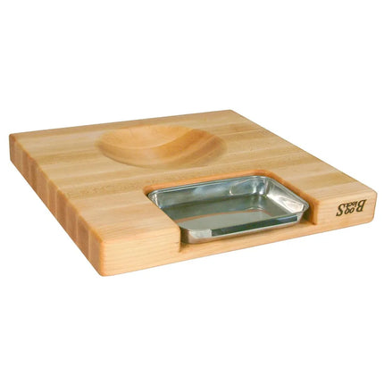 Bộ Quà Tặng John Boos PM18180225-P-RK Thớt 45.7 x 45.7 x 5.7 cm, Chảo & Dao Rocker, Màu Kem